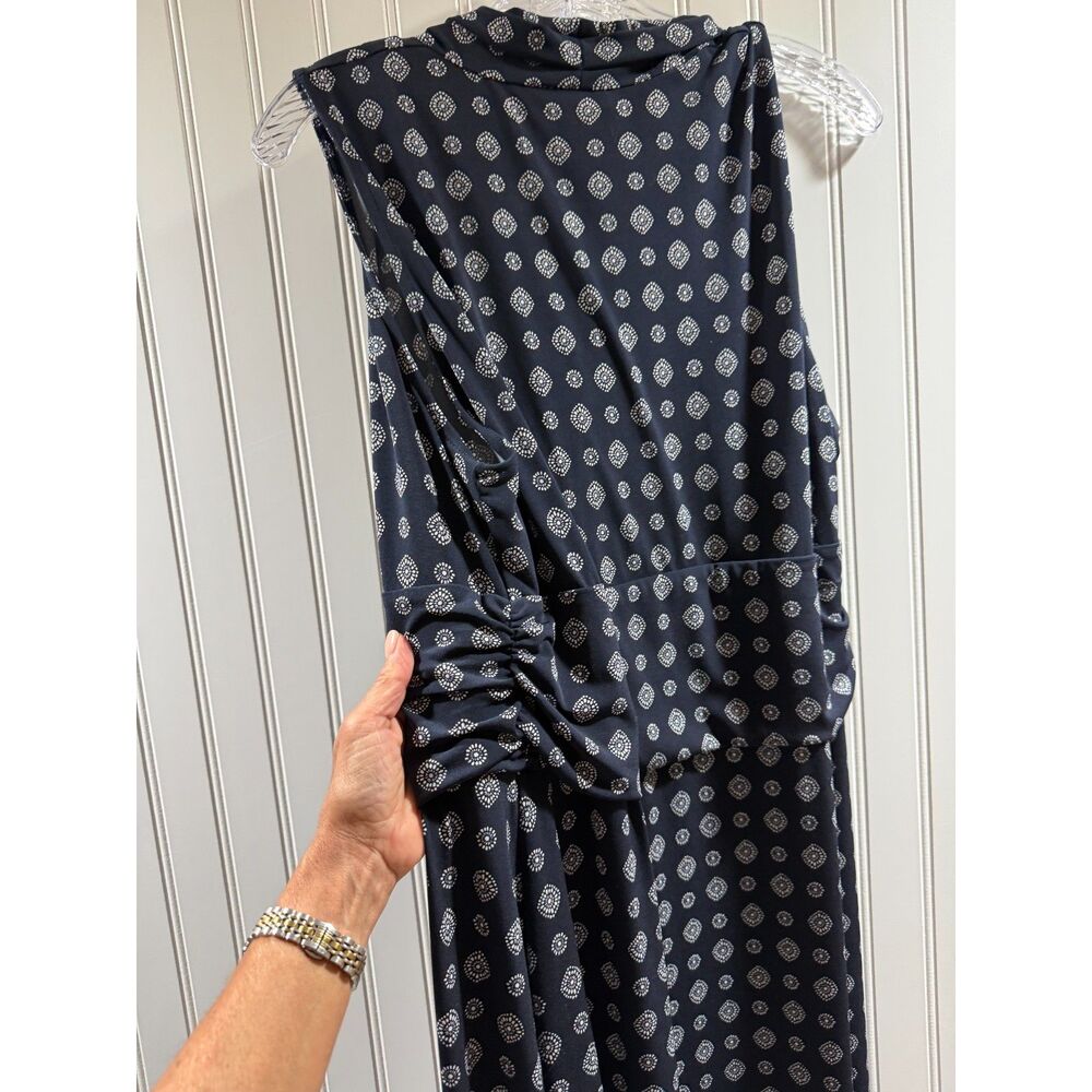 Vince Camuto Navy Geo print Surplice Maxi Dress XL Resort Wear, Preppy, Coastal - Picture 7 of 8